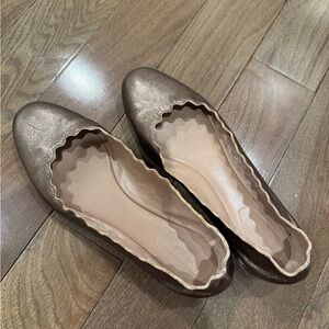 Chloe Lauren Scalloped Ballet flats in bronze
